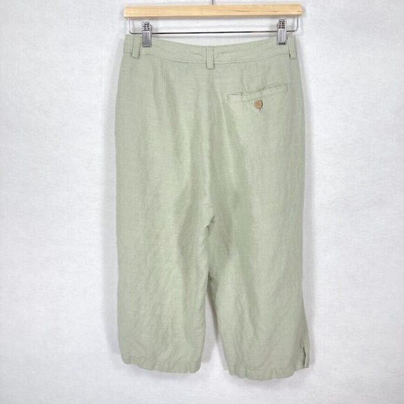 Tommy Bahama Hemp Blend Cropped Wide Leg High Waisted Pants Size 8 Khaki - Picture 2 of 5